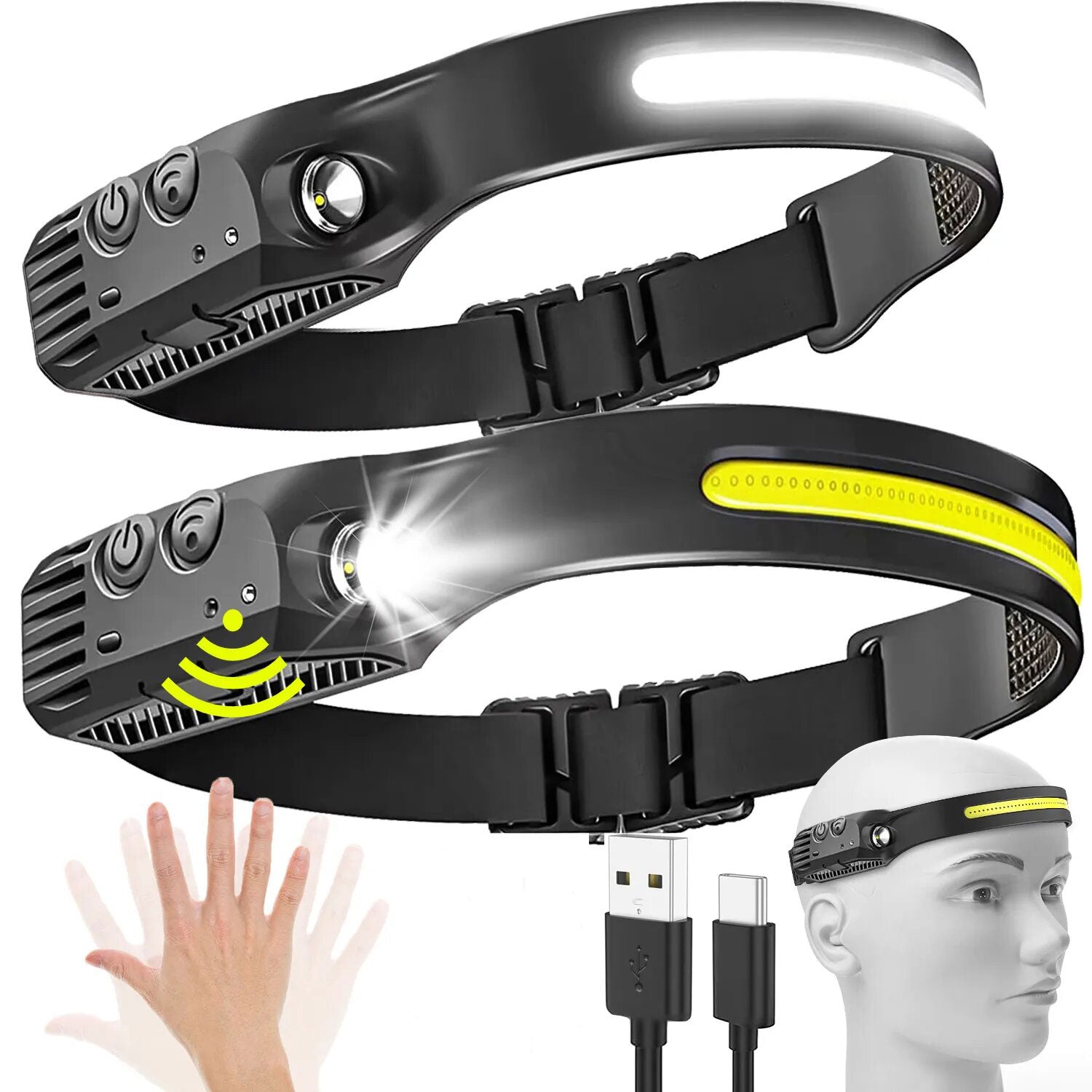 Multifunkcionalna lampa za glavu sa senzorom kontrole COBPRO®️ 1500 mAh